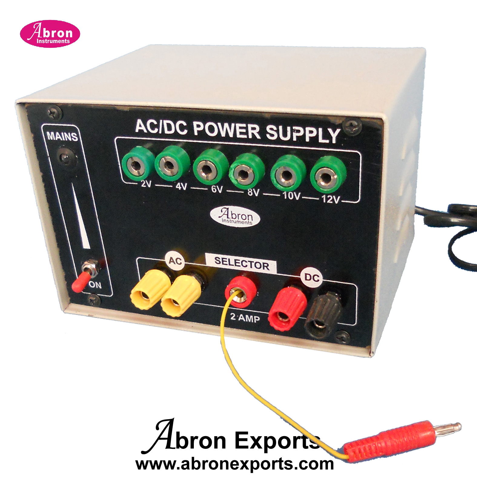 Battery Eliminator Dual Output 2, 4, 6, 8, 10, 12V DC AC Output 2, 4, 6, 8, 10, 12V AC plugs wire 2 Amp Abron AE-1205AD2 